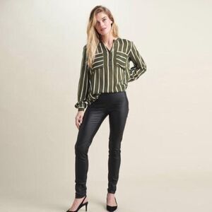 NEW Kaffe Kaada Black Faux Leather Leggings